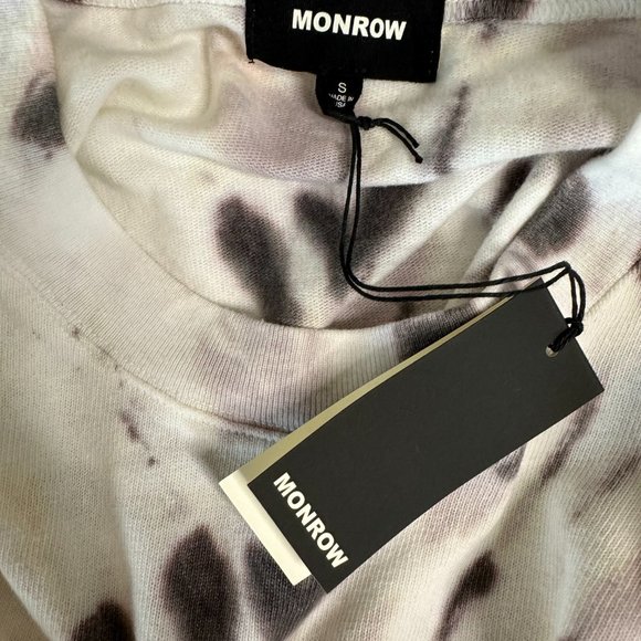 MONROW Kaleidoscope Tie-Dye Cropped Boyfriend Sweatshirt Small NEW - Picture 4 of 4